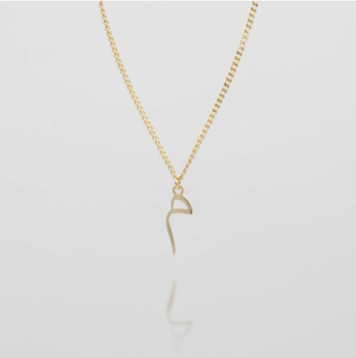A delicate gold chain necklace with a minimalist Arabic calligraphy pendant. gold. rose gold. silver. plated. gold. silver. rose gold. plated 18k solid sterling silver. makana jewellery jewelry