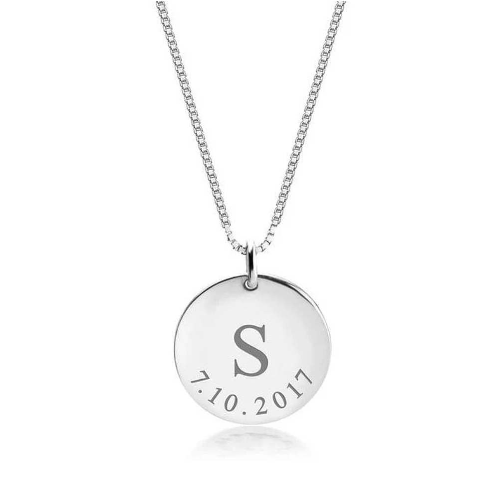 Personalized Initial Date Necklace-925 Sterling Silver. gold. rose gold. silver. plated. gold. silver. rose gold. plated 18k solid sterling silver. makana jewellery jewelry