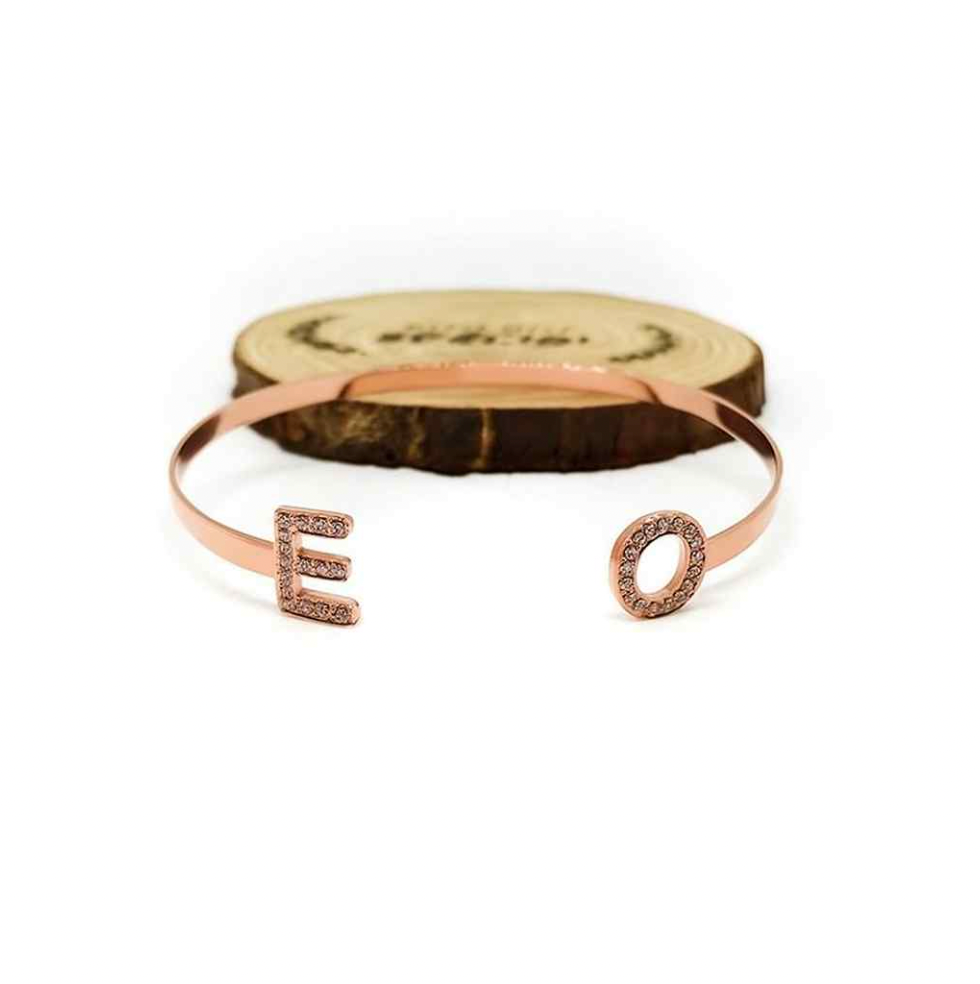 Two-Initial Stone Bangle