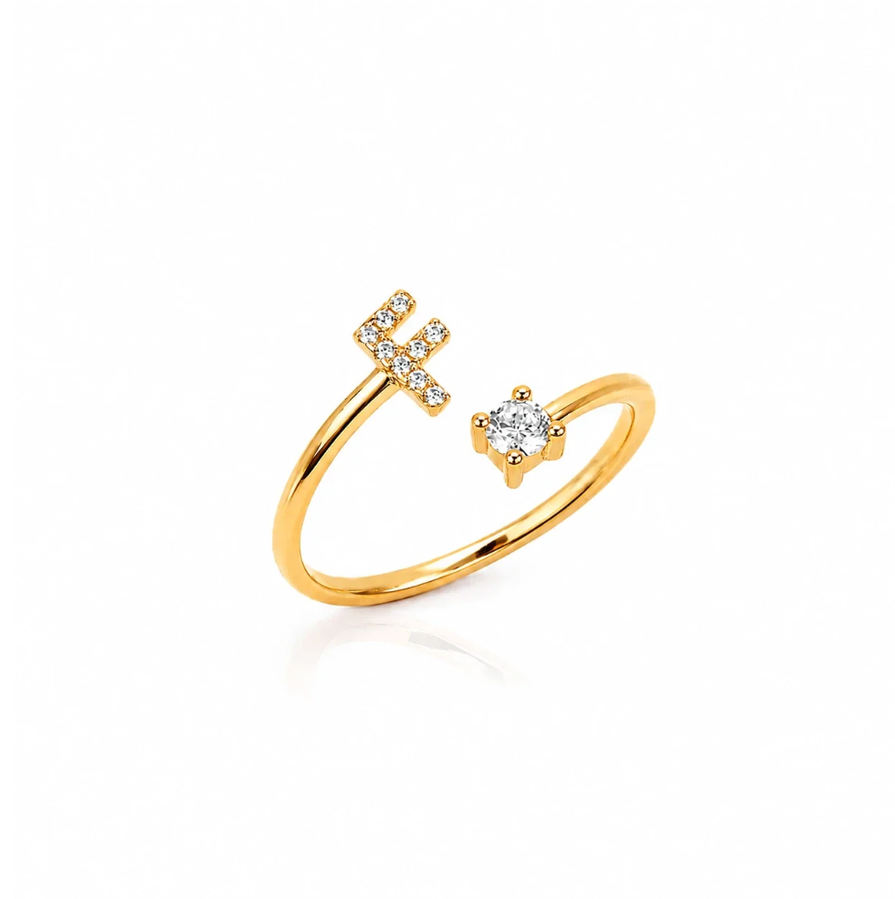 Moissanite Initial Ring