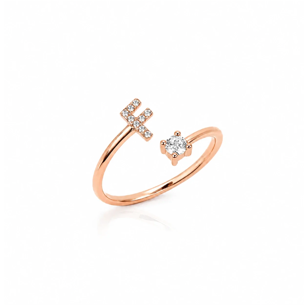 Moissanite Initial Ring