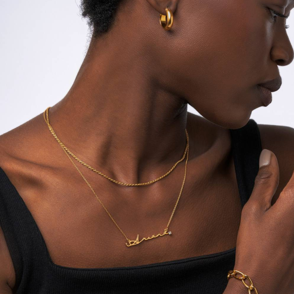 Signature Style Name Necklace with Diamond