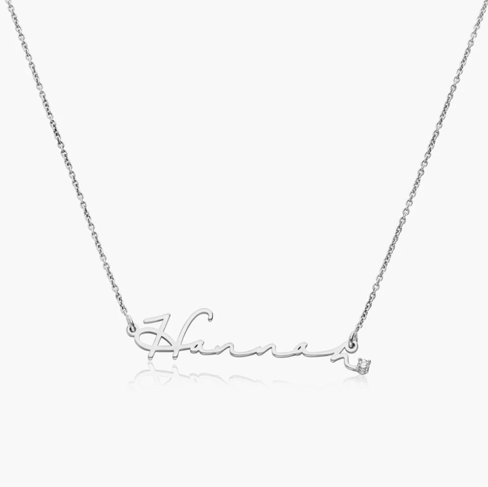 Signature Style Name Necklace with Diamond