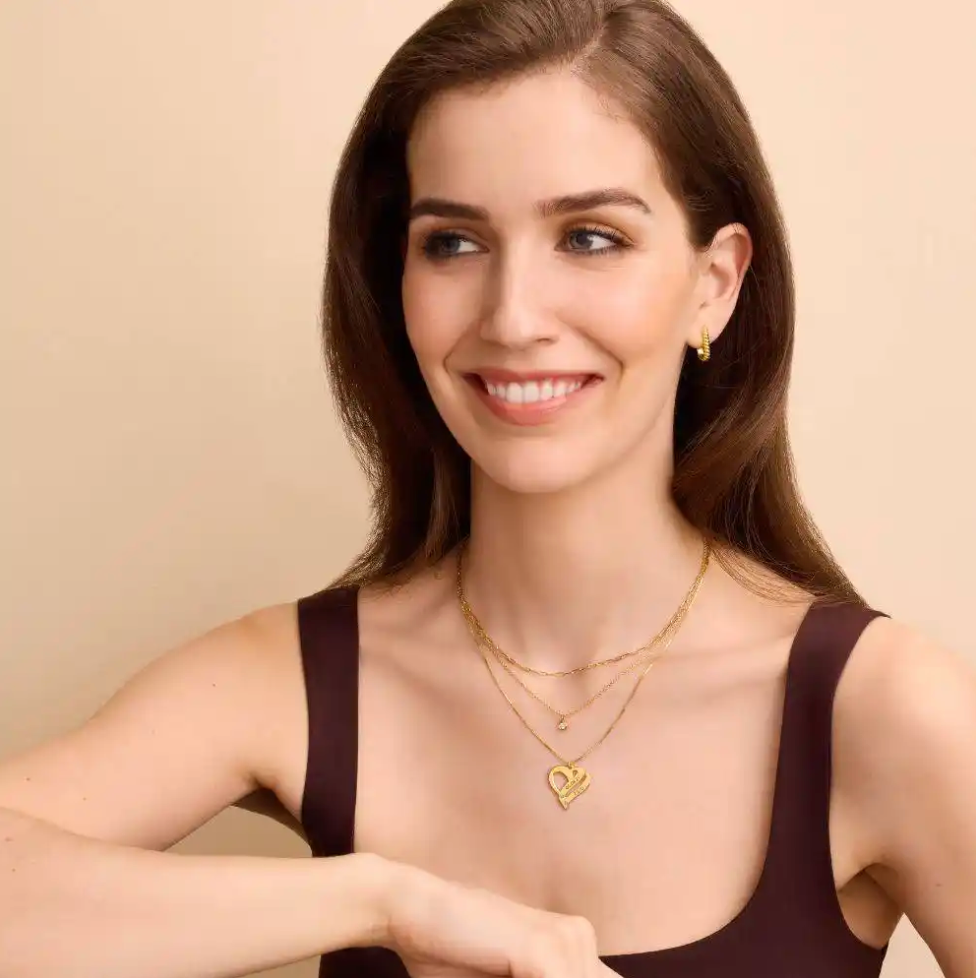 Couples Heart Necklace with Two Names & Diamonds
