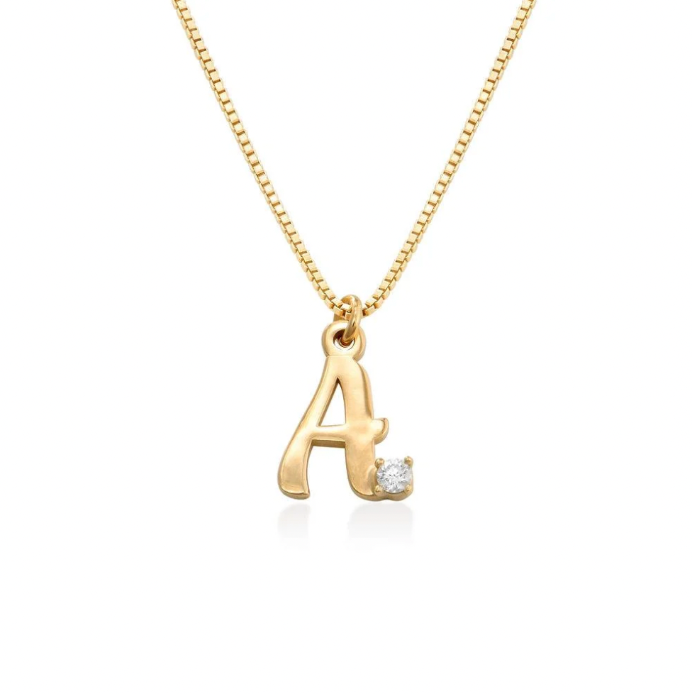 Personalized Initial Necklace With Diamond