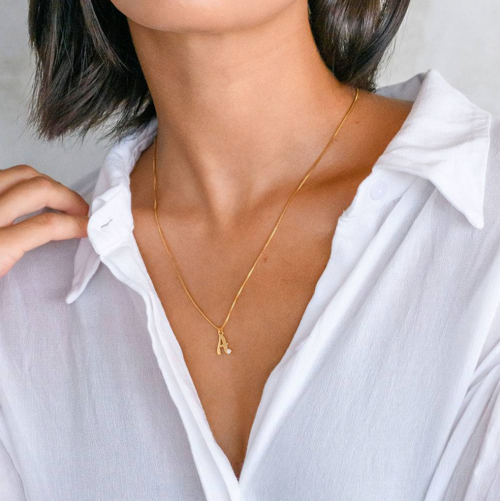 Personalized Initial Necklace With Diamond