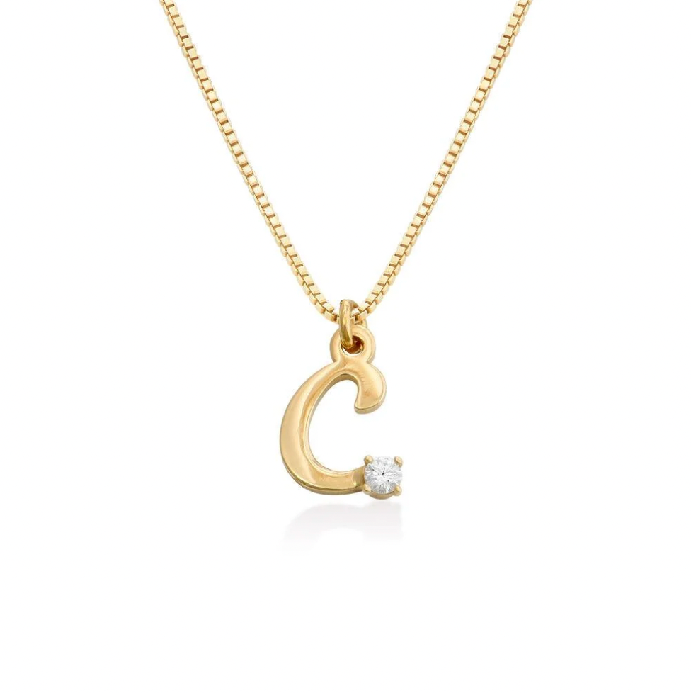 Personalized Initial Necklace With Diamond