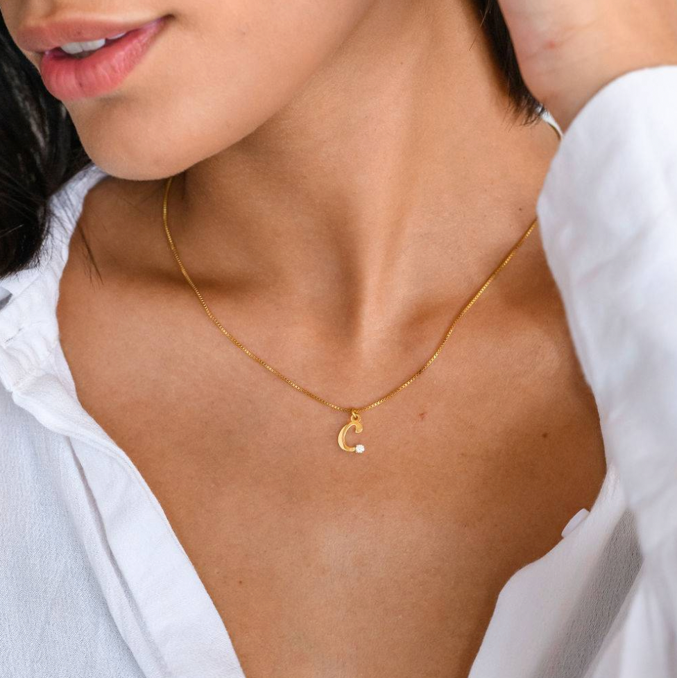 Personalized Initial Necklace With Diamond