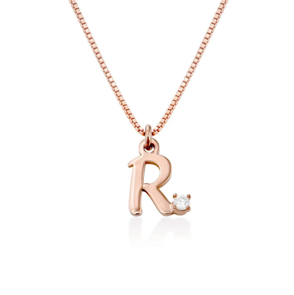 Personalized Initial Necklace With Diamond