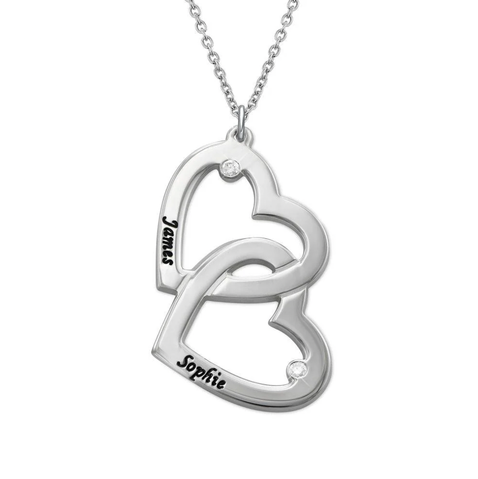 Heart in Heart Engraved Necklace With Diamonds