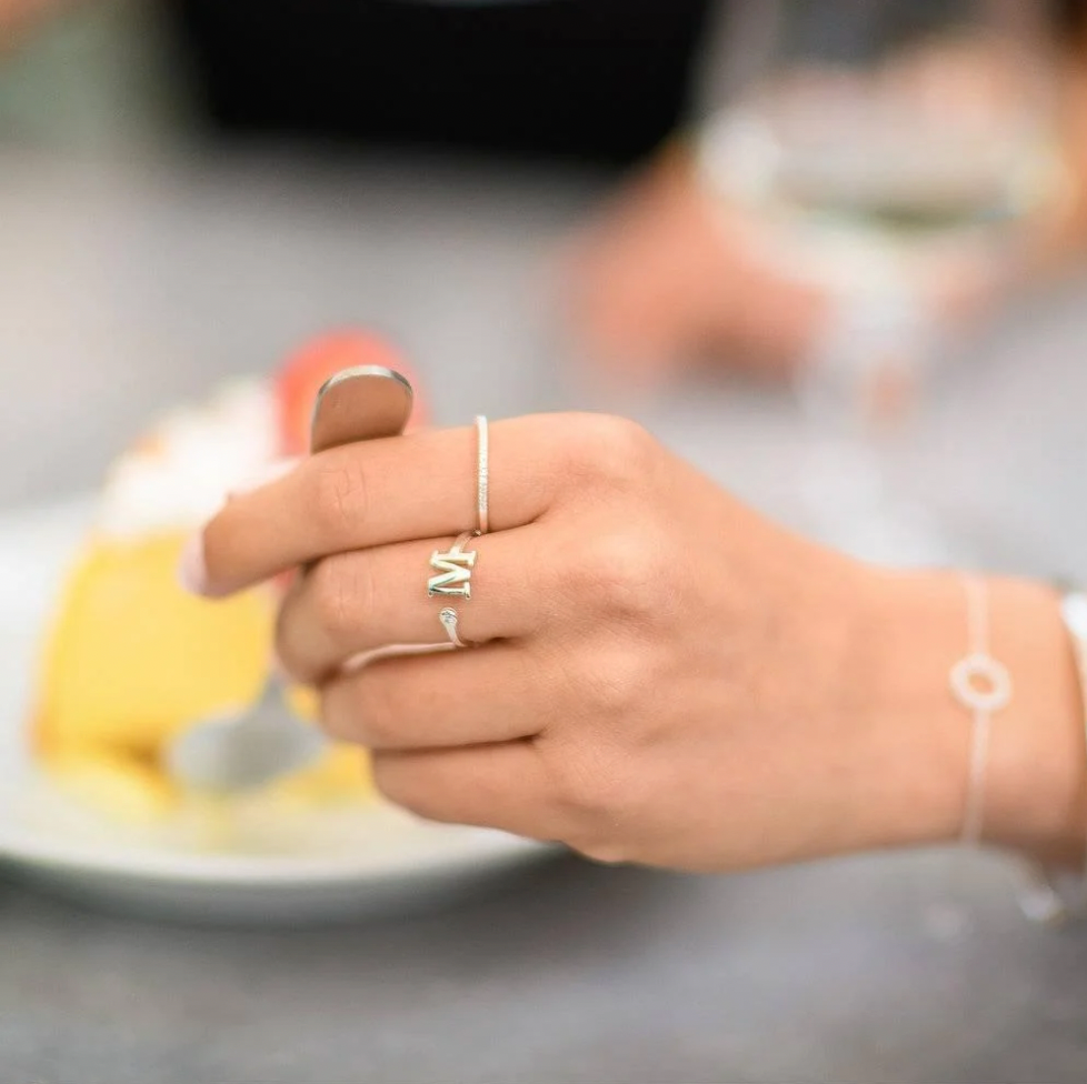 Birthstone Initial Ring
