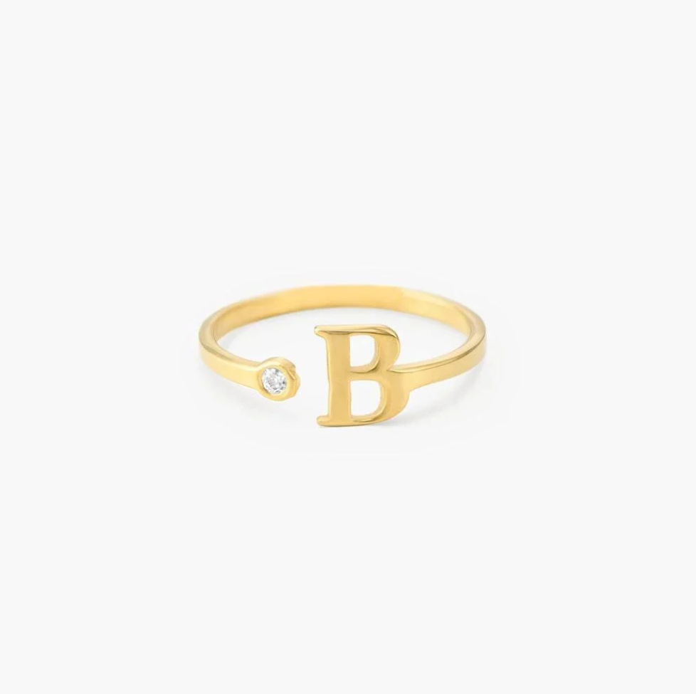 Birthstone Initial Ring