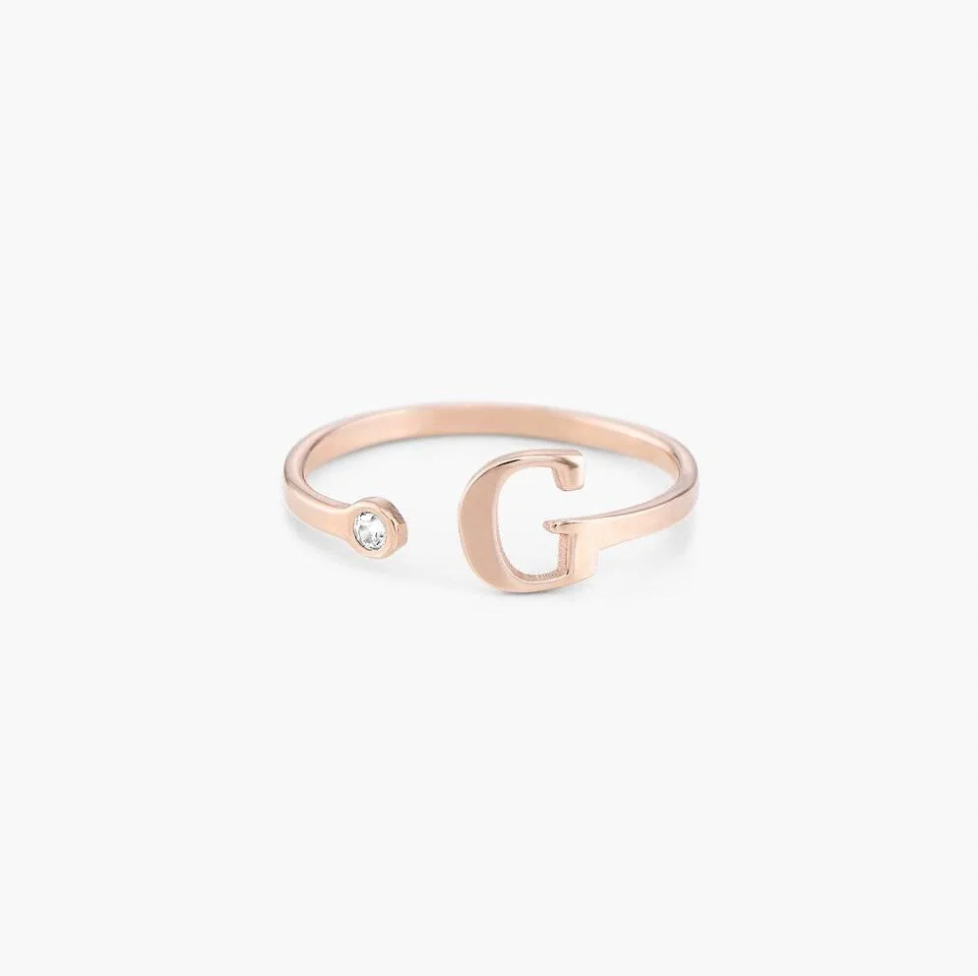 Birthstone Initial Ring