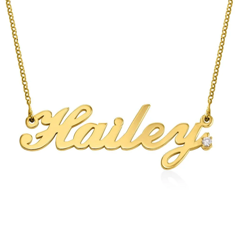 Personalized Classic English Name Necklace with Diamond