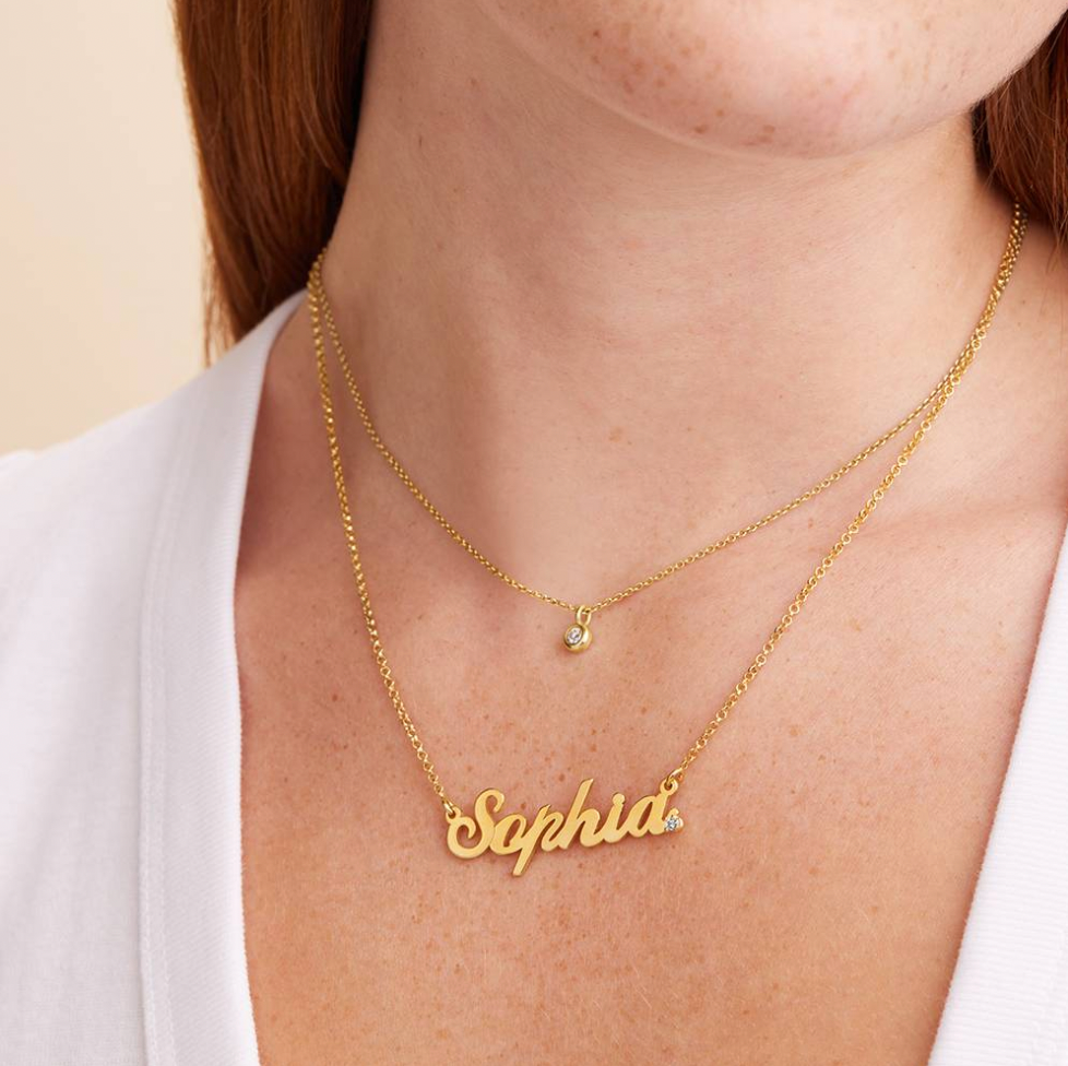 Personalized Classic English Name Necklace with Diamond