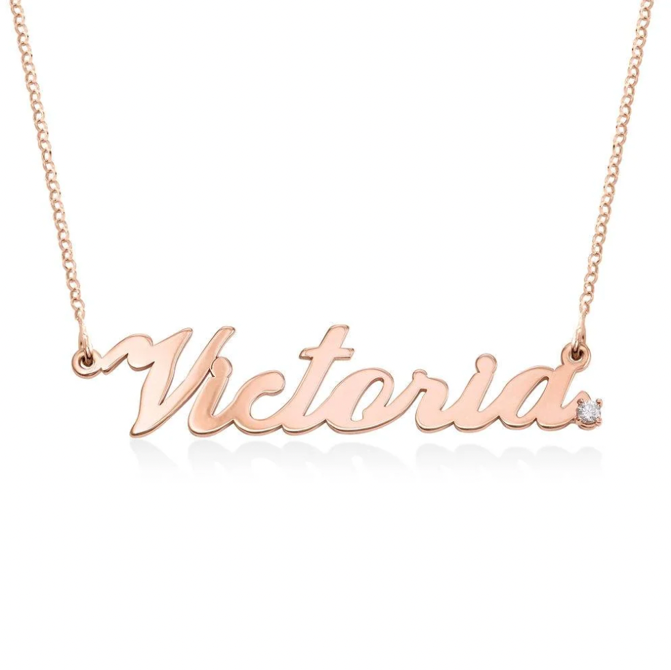 Personalized Classic English Name Necklace with Diamond