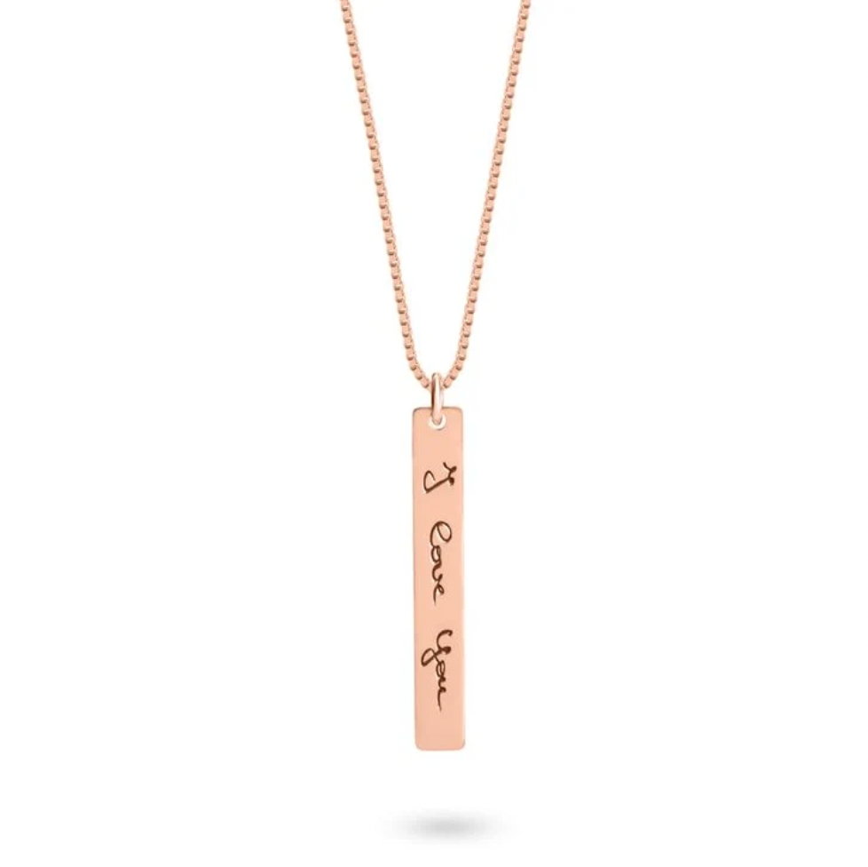 Personalized Handwriting Vertical Bar Necklace