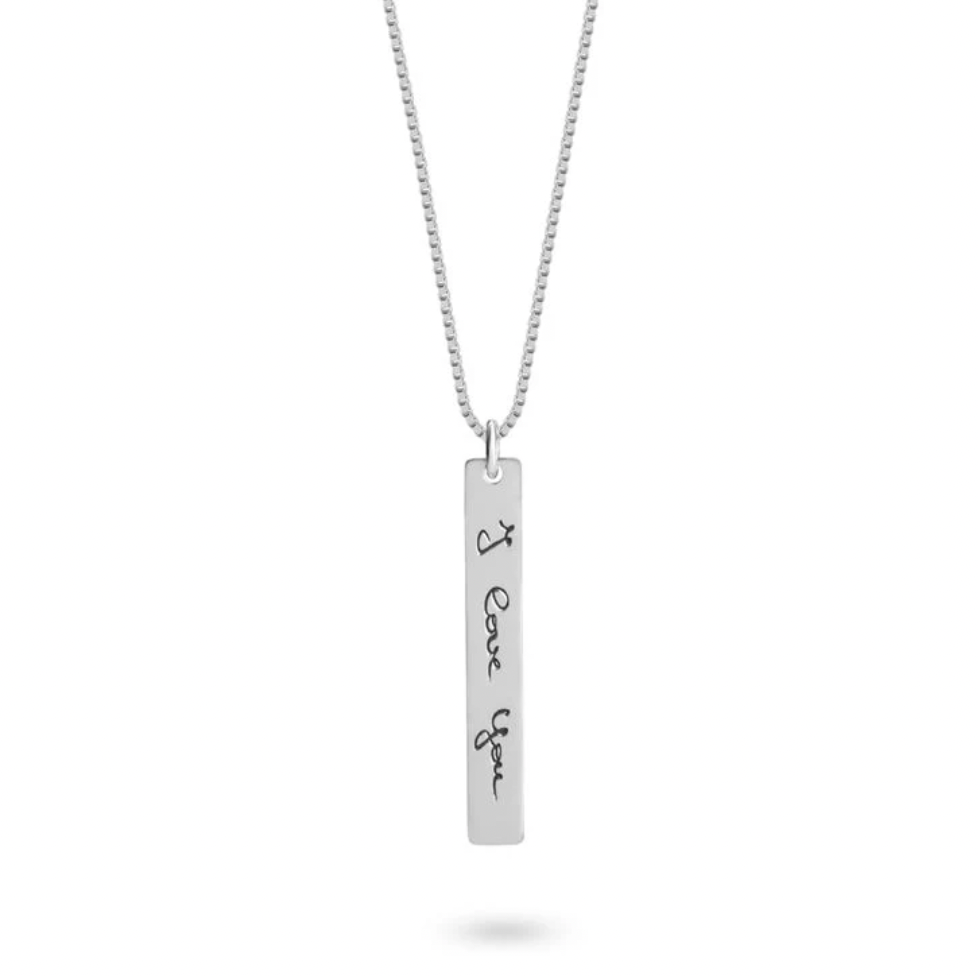 Personalized Handwriting Vertical Bar Necklace