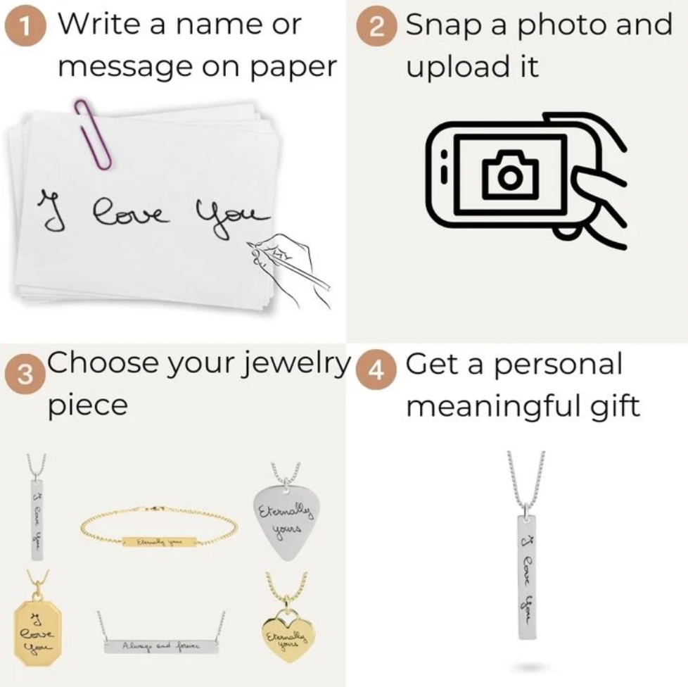 Personalized Handwriting Vertical Bar Necklace