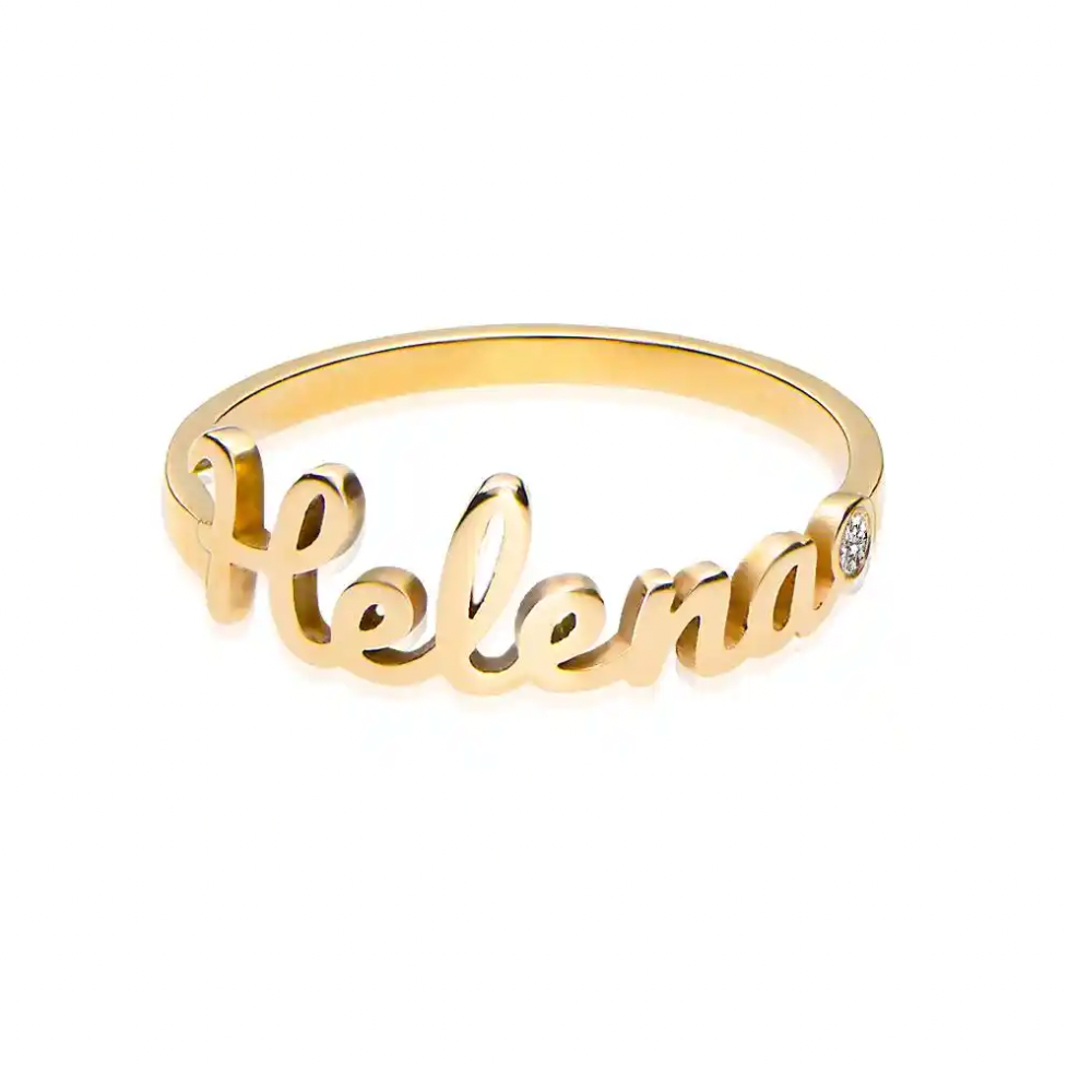 Personalized Name Ring With Birthstone