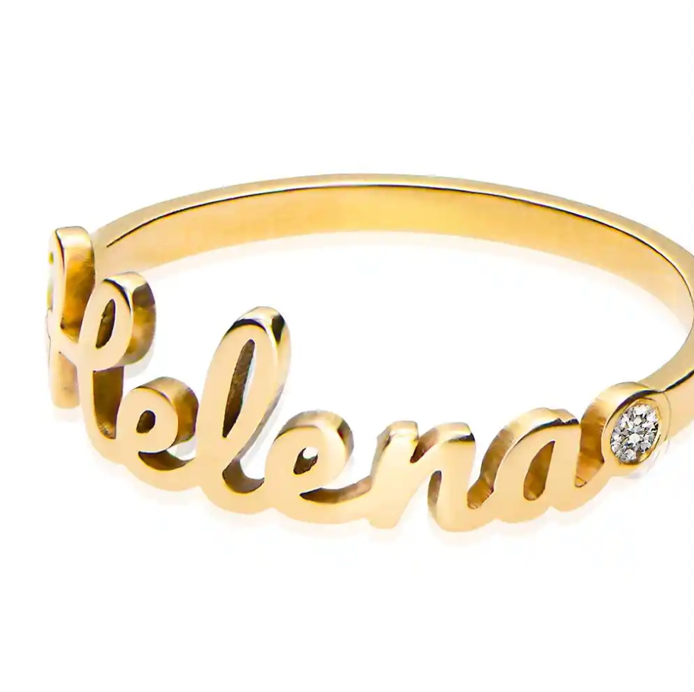 Personalized Name Ring With Birthstone