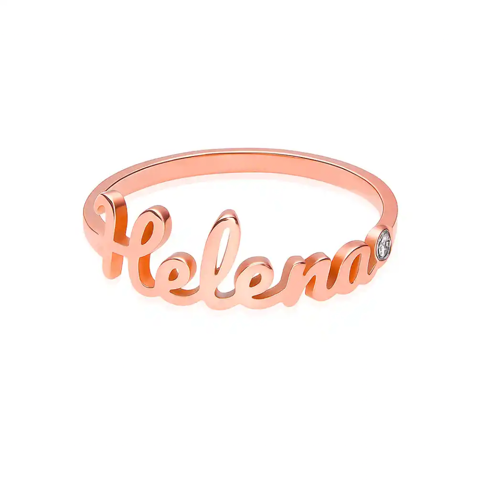 Personalized Name Ring With Birthstone