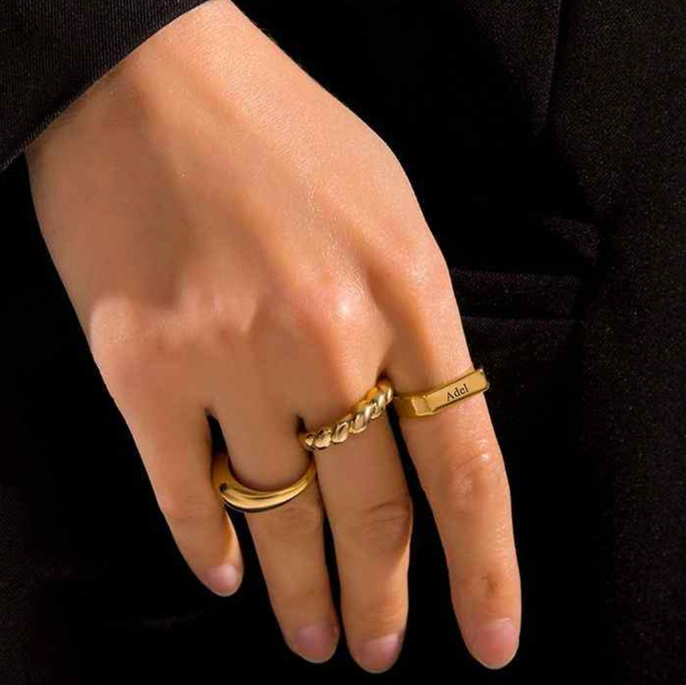 Engraved Stackable Bar Ring