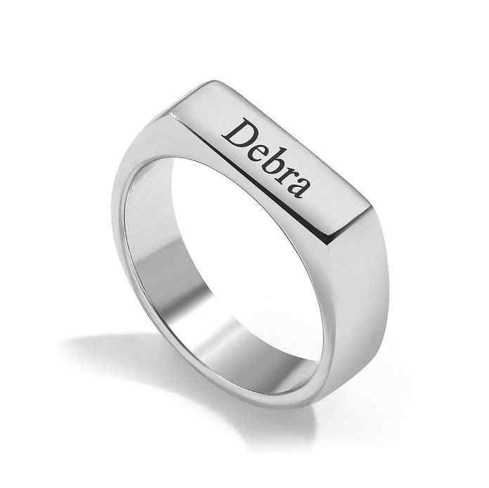 Engraved Stackable Bar Ring