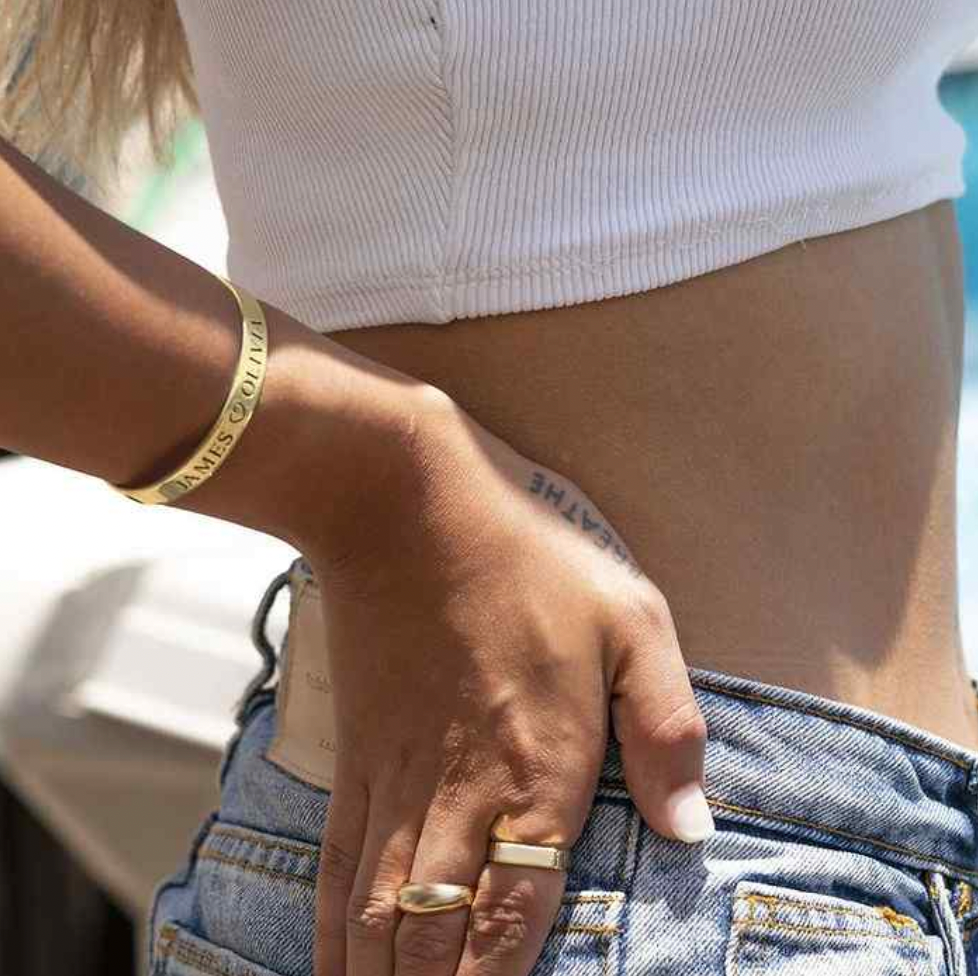 Engraved Stackable Bar Ring