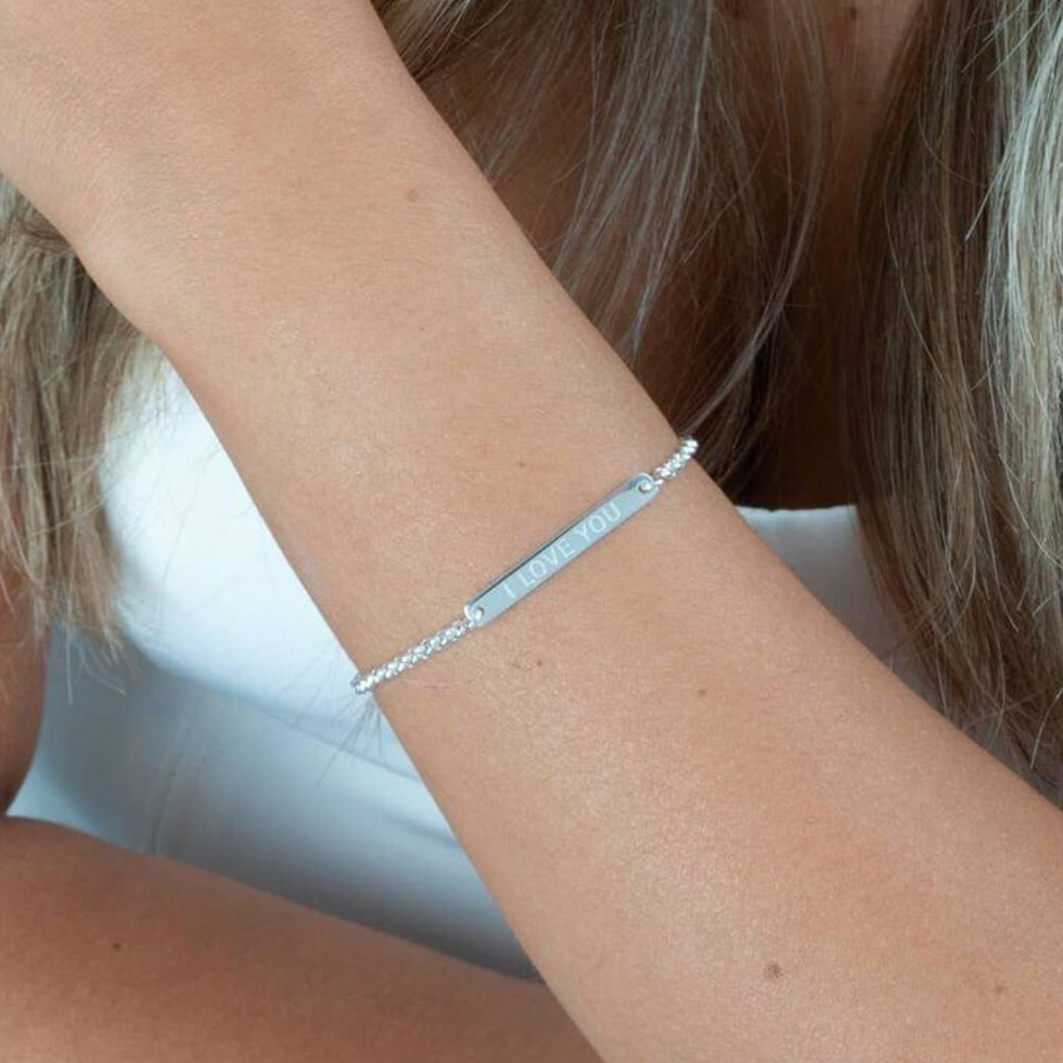 Skinny Engraved Bar Bracelet