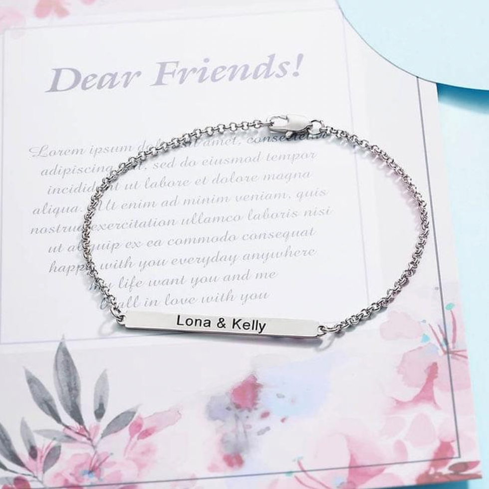 Skinny Engraved Bar Bracelet