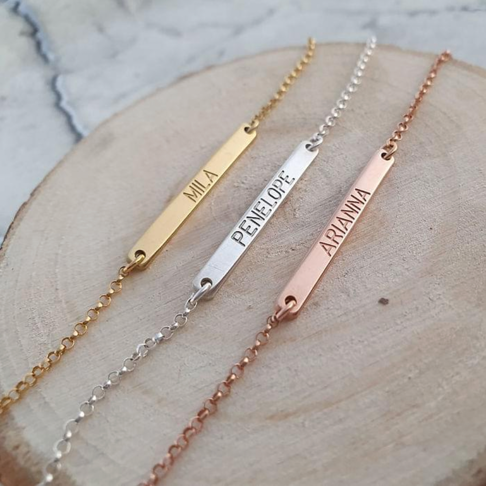 Skinny Engraved Bar Bracelet