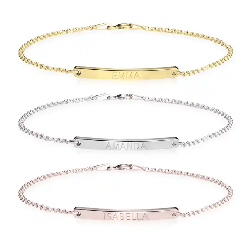 Skinny Engraved Bar Bracelet