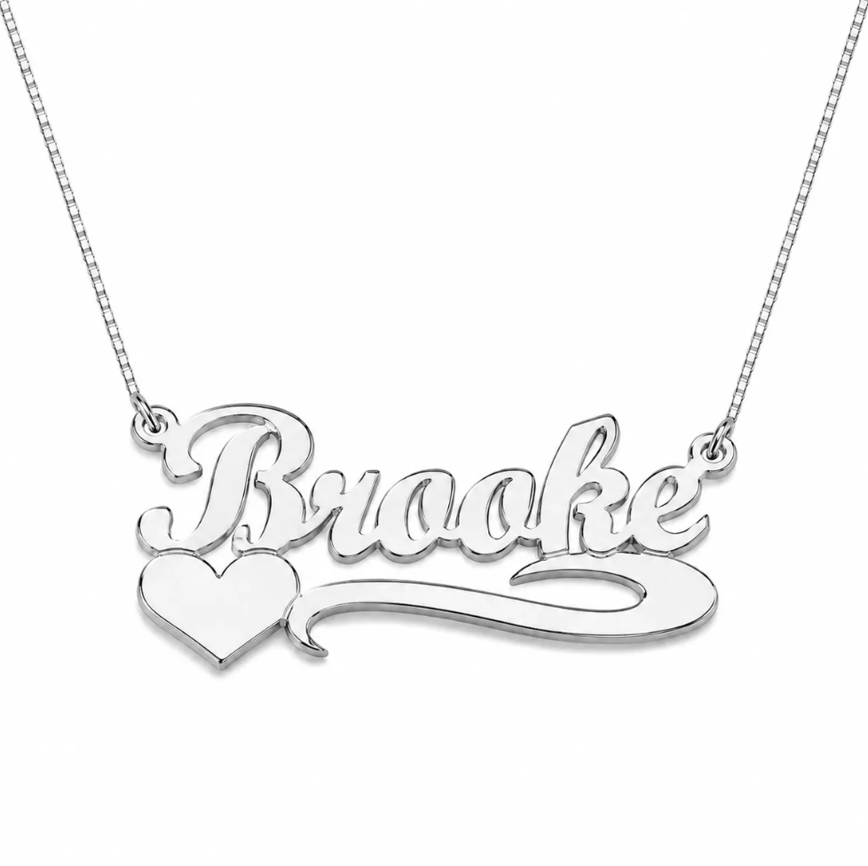 Custom Script Name Necklace with Heart