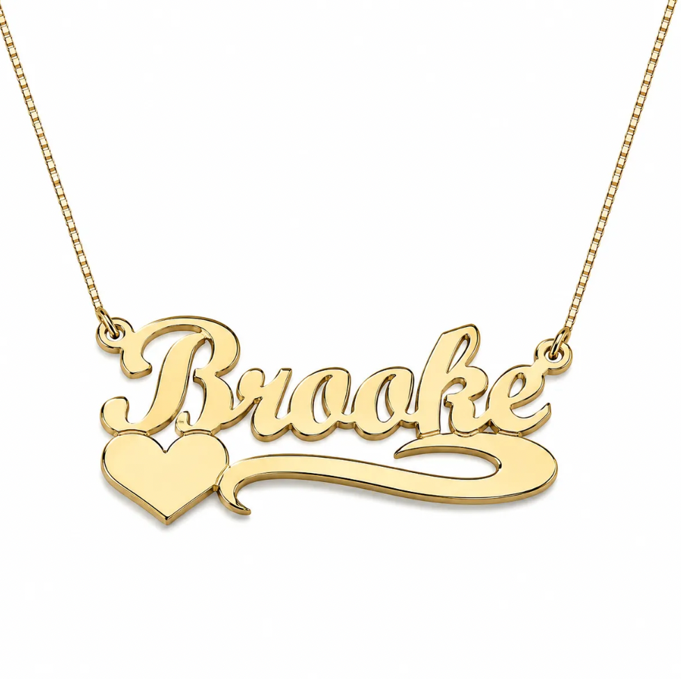 Custom Script Name Necklace with Heart
