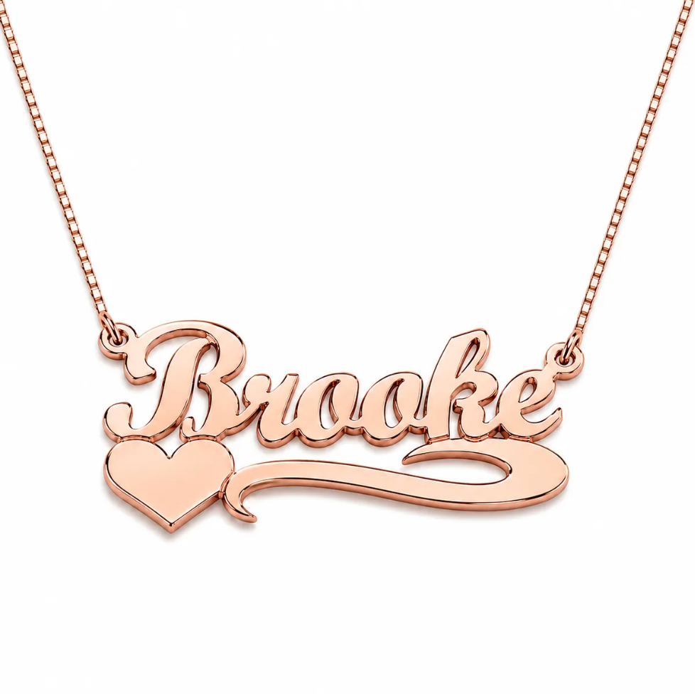 Custom Script Name Necklace with Heart