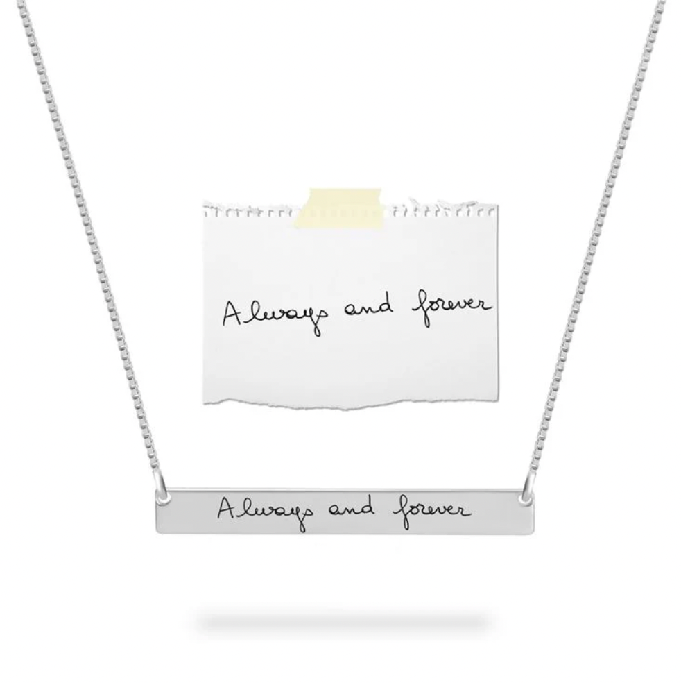 Personalized Signature Handwriting Bar Necklace