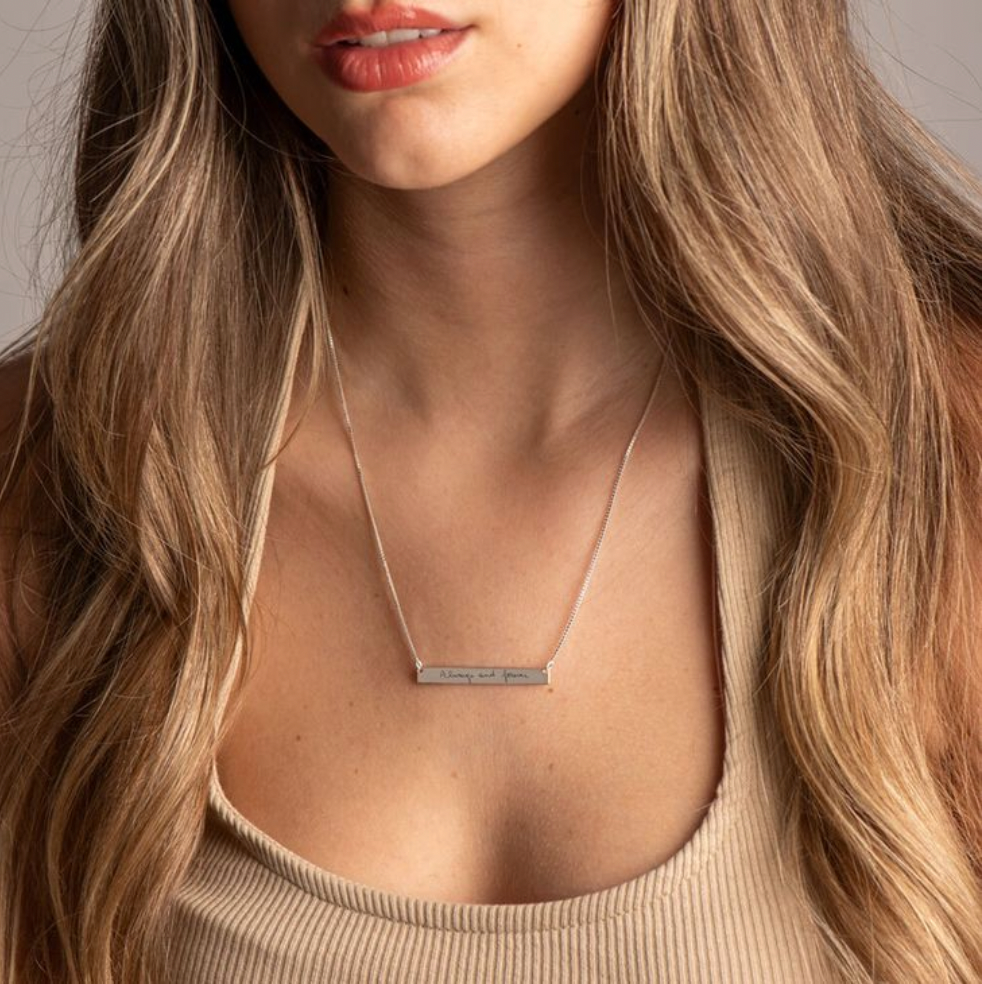 Personalized Signature Handwriting Bar Necklace