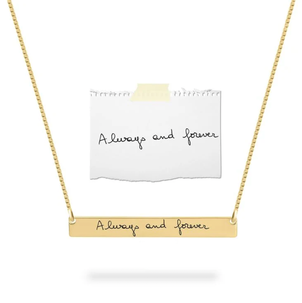 Personalized Signature Handwriting Bar Necklace