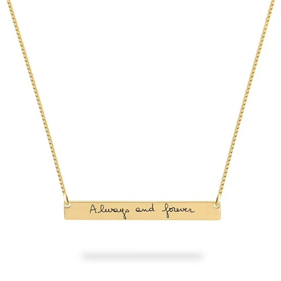 Personalized Signature Handwriting Bar Necklace
