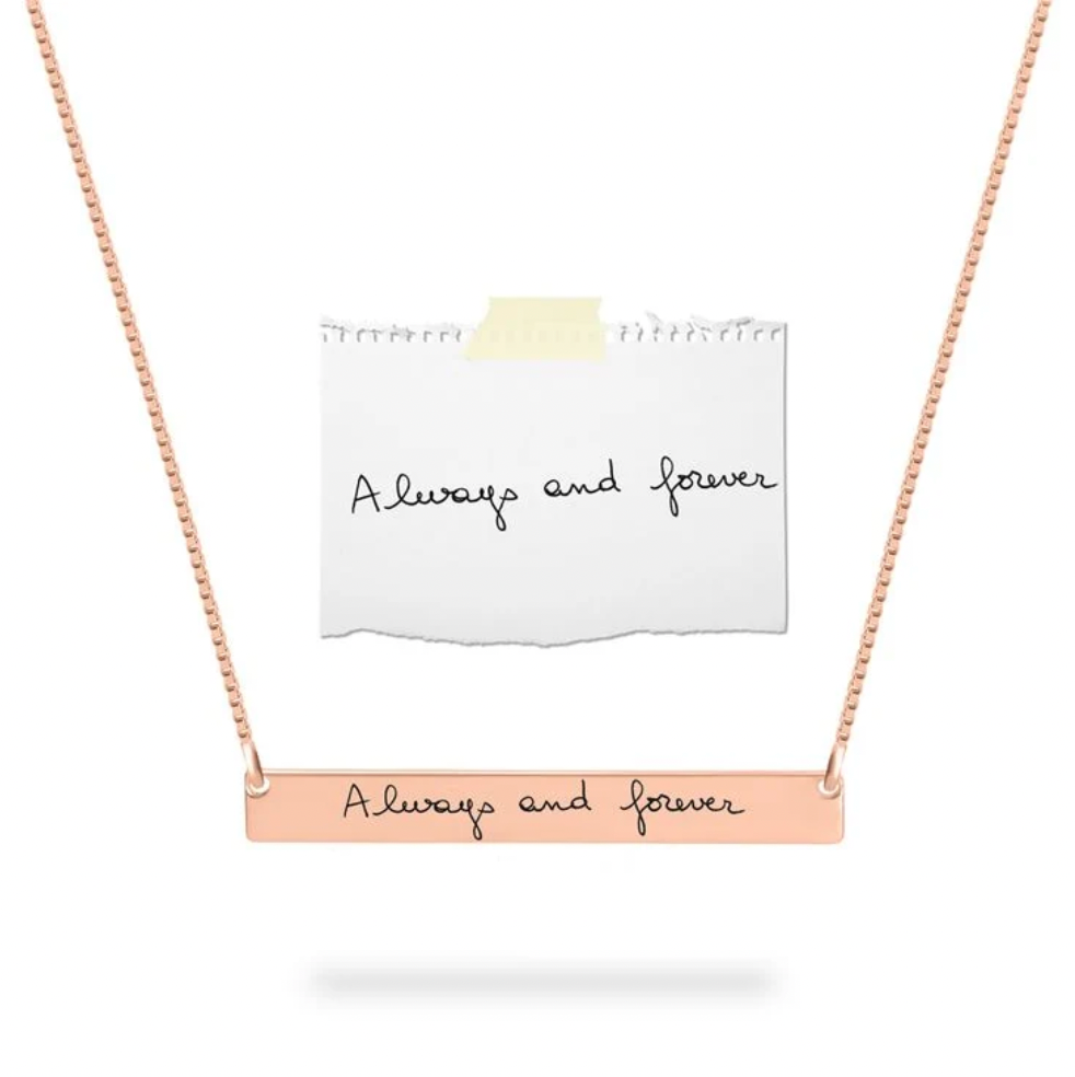 Personalized Signature Handwriting Bar Necklace
