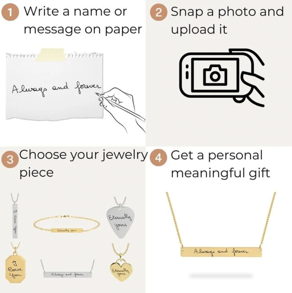 Personalized Signature Handwriting Bar Necklace