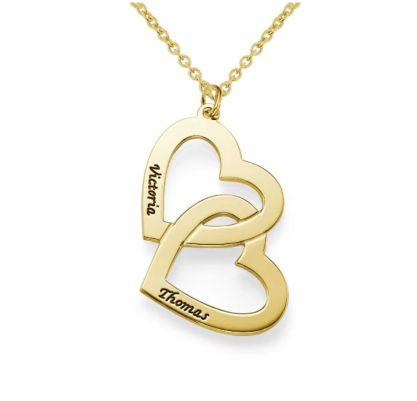 Engraved Heart in Heart Necklace