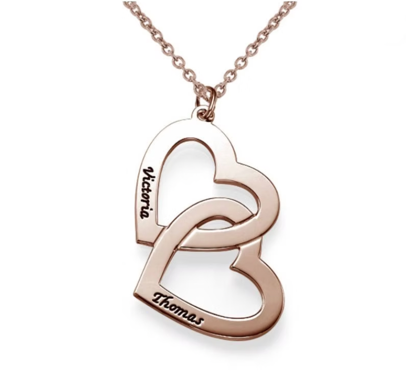 Engraved Heart in Heart Necklace