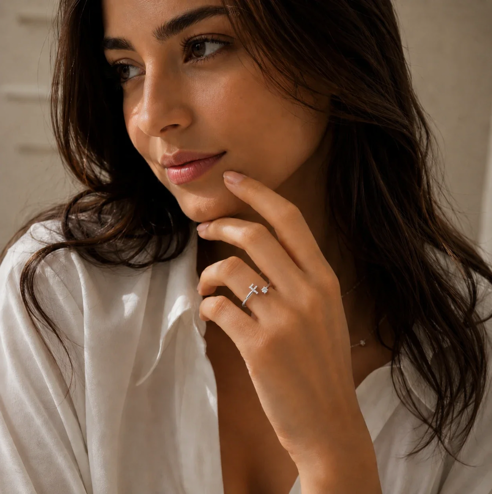 Moissanite Initial Ring