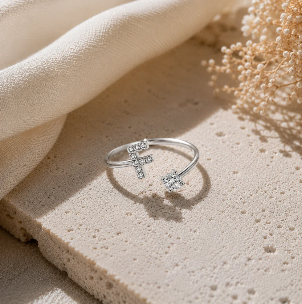 Moissanite Initial Ring