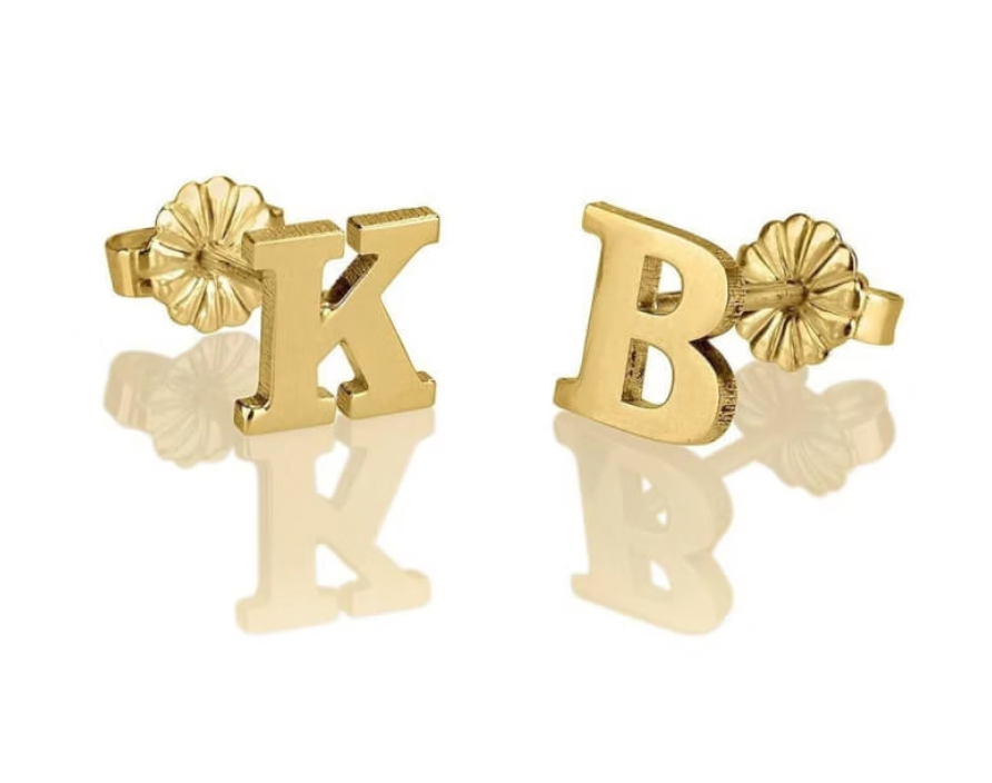 Initial Stud Earrings