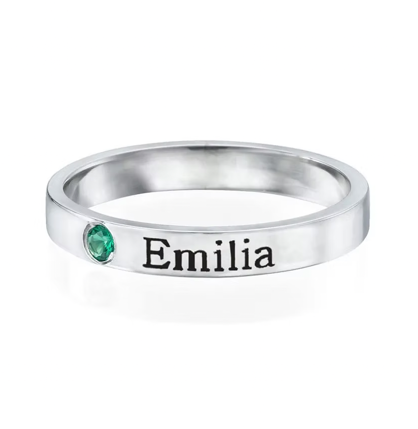 Silver ring with  a green gemstone. gold. silver. rose gold. plated 18k solid sterling silver. makana jewellery jewelry